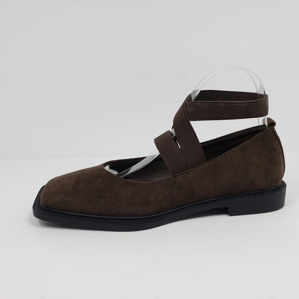 Glamorous Womens Size 10 Brown Micro Ankle Band Square Toe Mary Jane Shoes - Picture 3 of 14
